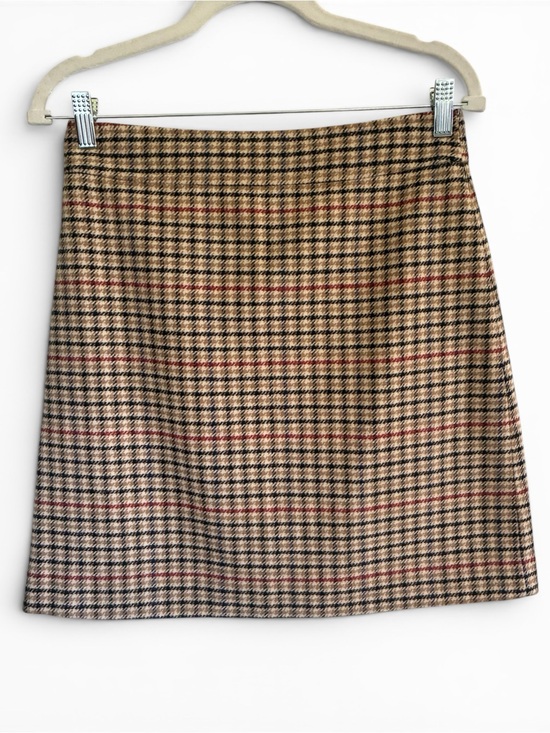 J. Crew Dresses & Skirts - J. Crew Tan and Black Plaid Preppy Collegiate Dark Academia A-Line Skirt Sz 4